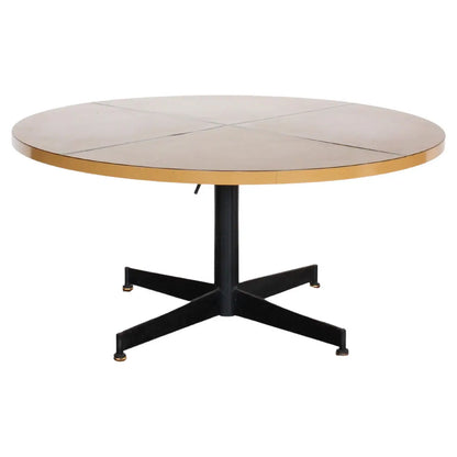 Mid-Century Modern Blackened Iron & Melamine Table with Brass Inlay, c. 1960