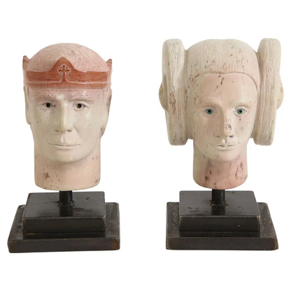 Mystical Prince and Princess Granite Marble Head Sculptures by Scott McLeod