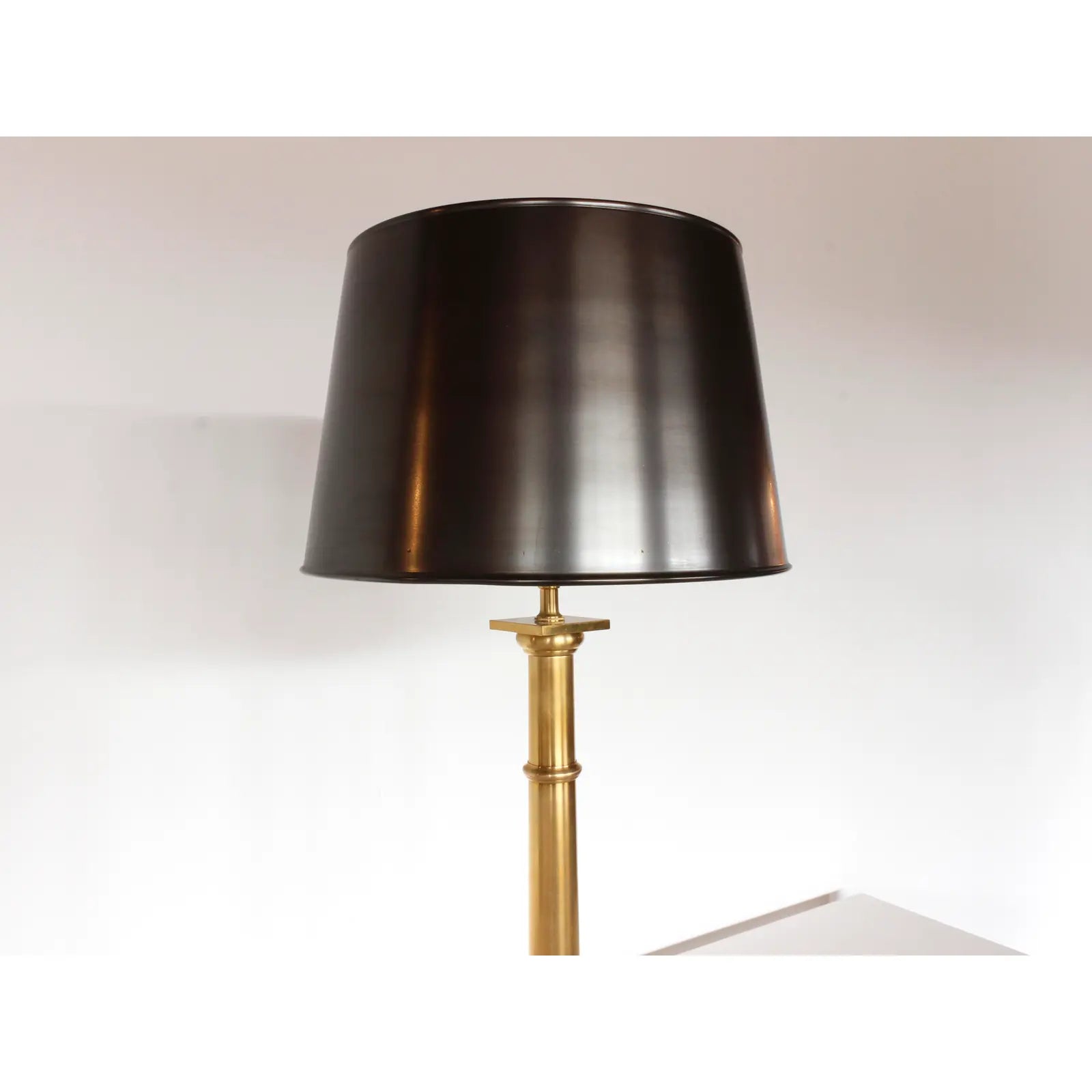 Tall Brass Tube Table Lamp With Black Shade -  Ireland