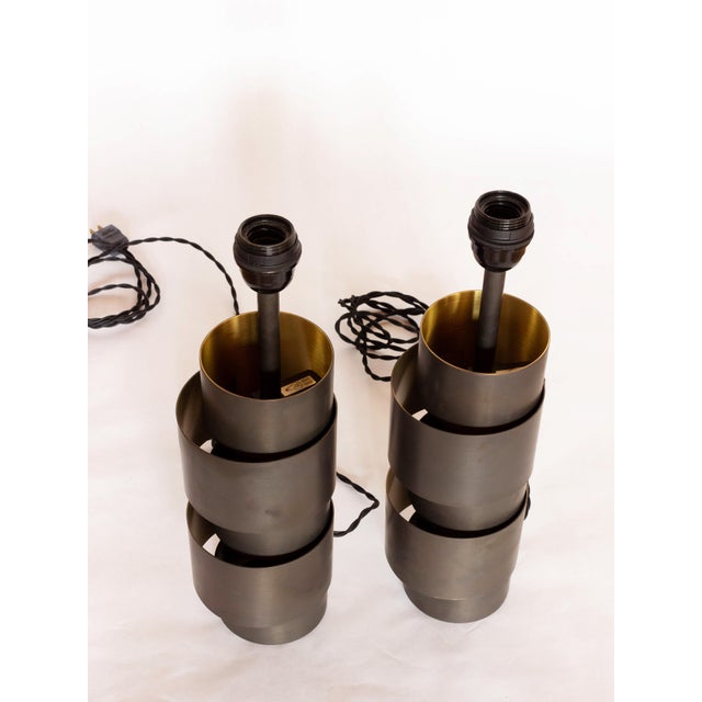 Pair of Modern Industrial Bronze Ring Table Lamps