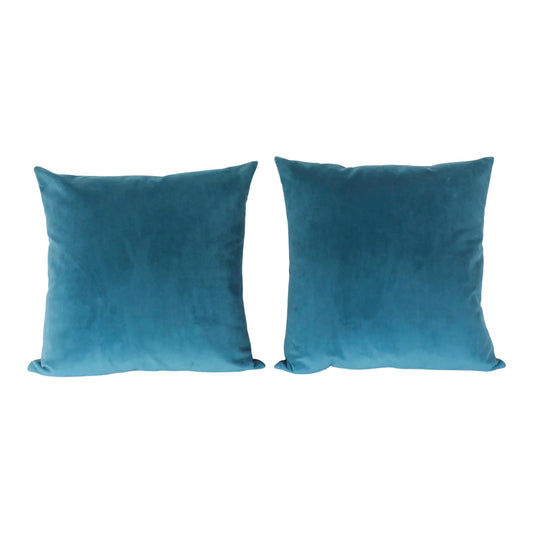 Pair of Turquoise Velvet Accent Pillows