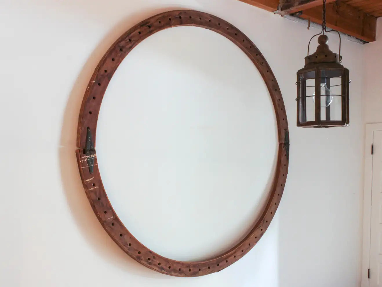 Early 20th Century Massive Rustic Oak Circle with Hinges