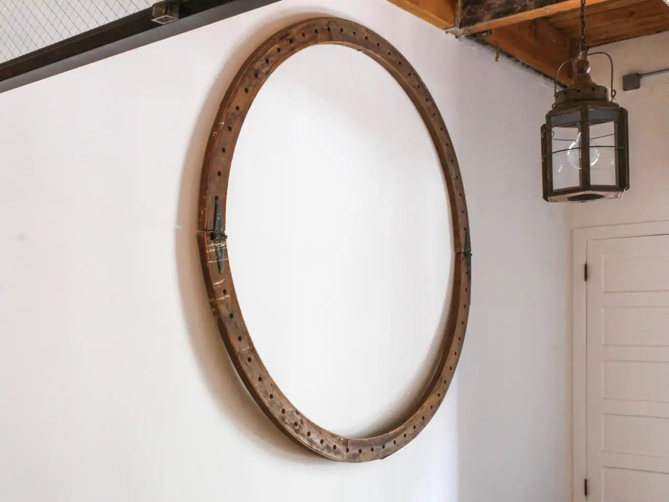 Early 20th Century Massive Rustic Oak Circle with Hinges